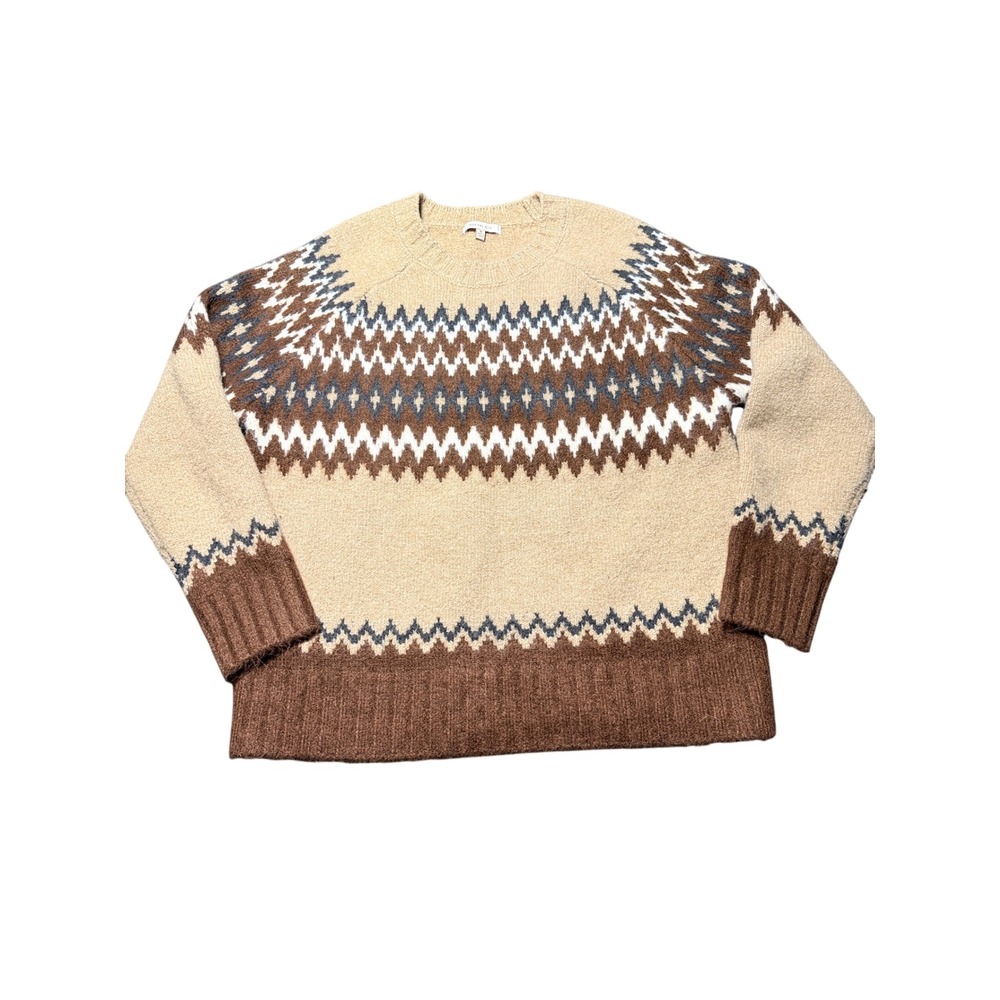 Skies Are Blue Sweater Womens Medium Beige Excellent Fair Isle Pullover